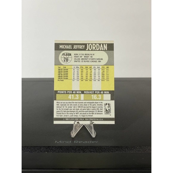 1990 - 1991 Fleer Michael Jordan Chicago Bulls #26 Basketball Error Card Rare - Picture 2 of 9